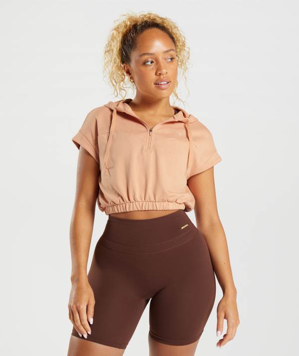 Damske Mikiny S Kapucňou Gymshark Whitney Cropped Sleeveless Oranžové Béžové | OK6813057
